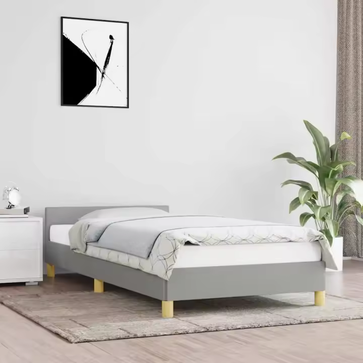 Estructura de cama sin colchón tela gris claro 90x200 cm - 1