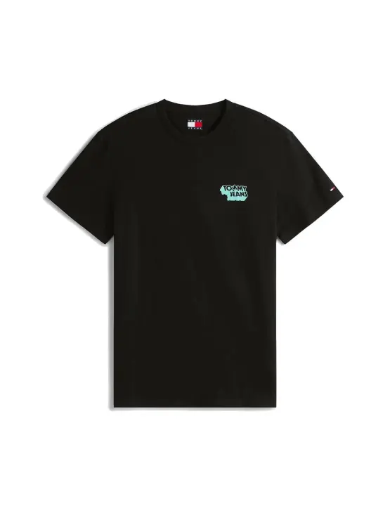 Camiseta Tommy Slim Stack Logo Hombre Negra - 1