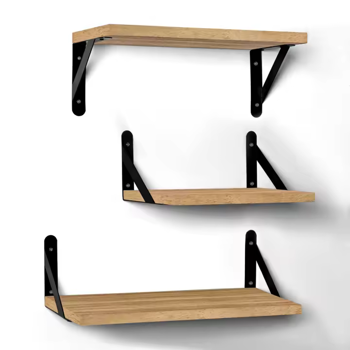 T-LoVendo Baldas Pared, Estantería de Pared de 3 Niveles, Estante Pared de Madera, para Dormitorio, Sala de Estar, Estudio, la Sala de Estar, la Oficina en el Hogar - 1