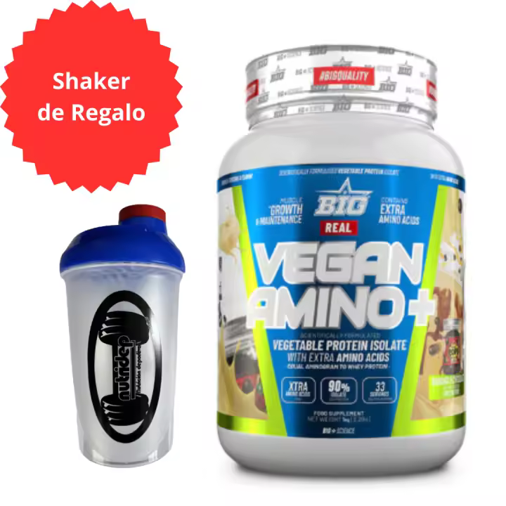 Big Real Vegan Amino Plus 1Kg - Aislado de Proteína Vegetal Enriquecido con Aminoácidos - Alta Concentración Proteica - 1
