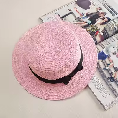 Sombrero De Paja Con Lazo COKK Panama Para Mujer Casual Verano Protección Solar Banda Ancha Sombreros De Playa Unisex - 1