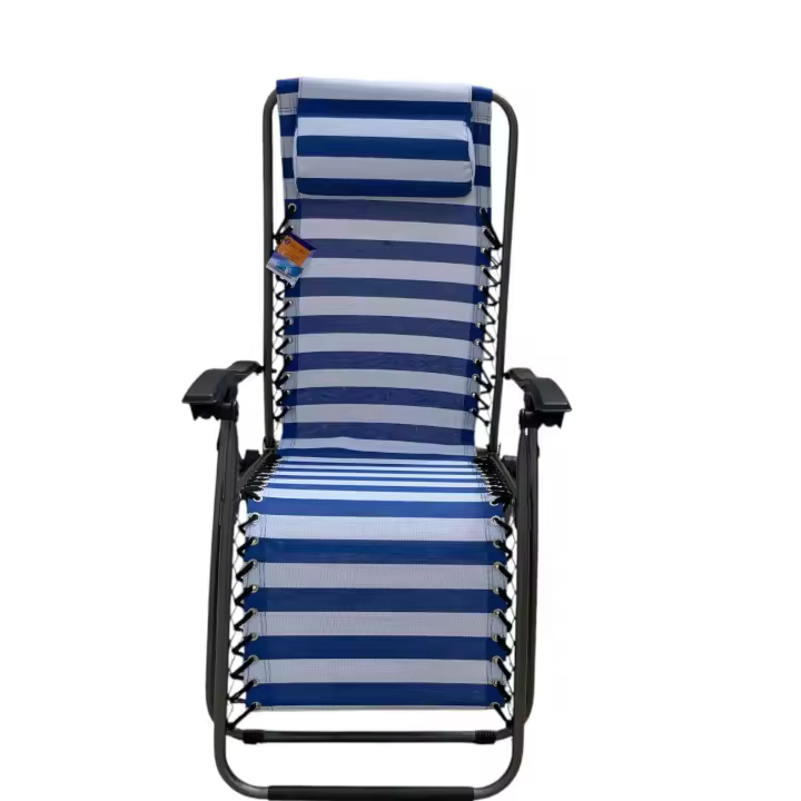 SANCO STORES- 2 tumbonas atosa plegables reclinables de gravedad cero en rayas azules muy robusta de medidas 51,50 x 90 x 108 resistente hasta 150 kilos - 1