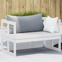 vidaXL Banco sofá de jardín extensible madera maciza de pino en color Blanco/Douglas natural/Marrón cera - details 0