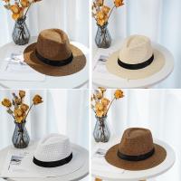 Sombrero De Paja Natural Para Hombre Moda Verano Trendy Sombreros De Playa Protección Solar Color Sólido Fedoras Casual Sombrero De Vaquero Jazz Gangster - details 19
