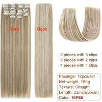 Extensiones De Cabello Sintético Recto BENEHAIR 180g 12PCS 22" Para Mujer Resistente Al Calor Pieza Completa Extensiones De Cabello Con Clip - details 6