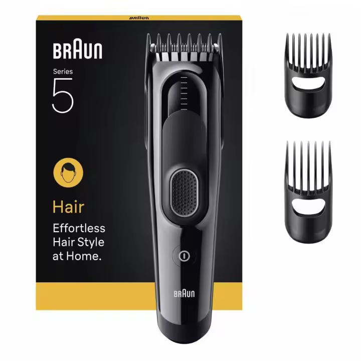 Braun Cortapelos Series 5, Máquina De Cortar Pelo Para Hombre, +3 Accesorios De Styling, Color Negro - Producto Europeo con Garantía Oficial. - 1