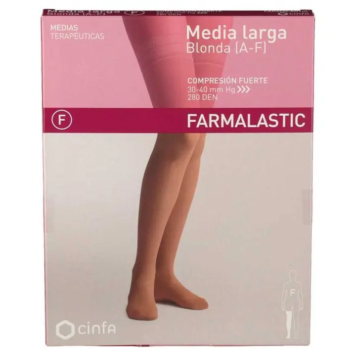Farmalastic Media Larga Compresión Fuerte Blonda Beige Pequeña 1 Media - 1