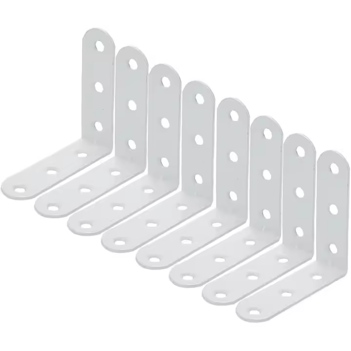 soportes de esquina en ángulo recto, 2,36 pulgadas de largo, soporte en forma de L, blanco, soporte de ángulo recto, soporte de esquina en L con tornillos - 1