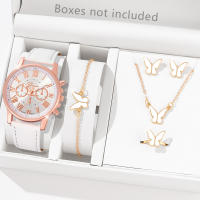 Set De 6 Relojes De Pulsera De Cuarzo Para Mujer Blanco Estilo Romano Digital Con Joyería De Mariposa Regalo Para Mamá - details 0