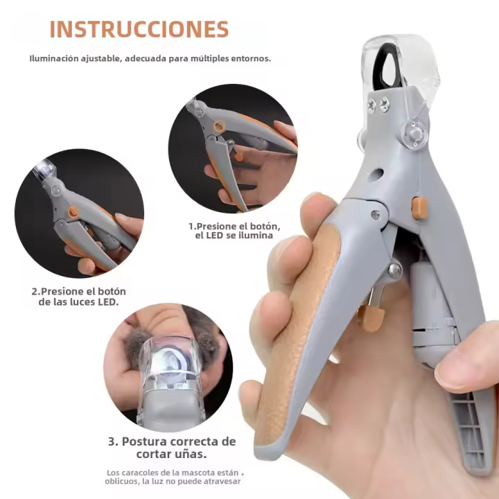 Tijeras De Uñas LED Para Mascotas - Magnificación 5x Para Cortar Uñas De Perros Y Gatos Material Acero Inoxidable - 1