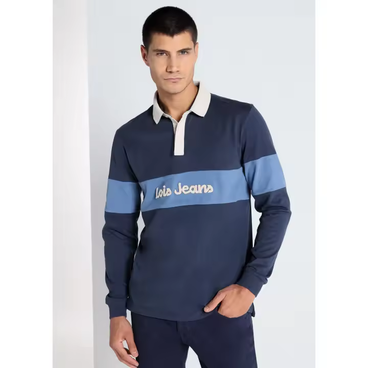 LOIS JEANS - Polo de manga larga con franja bordado - 1