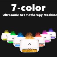 Simulated Flame Wood Grain Aromatherapy Machine Humidifier, Large Mist Essential Oil Diffuser with 7 Color Light - details 2