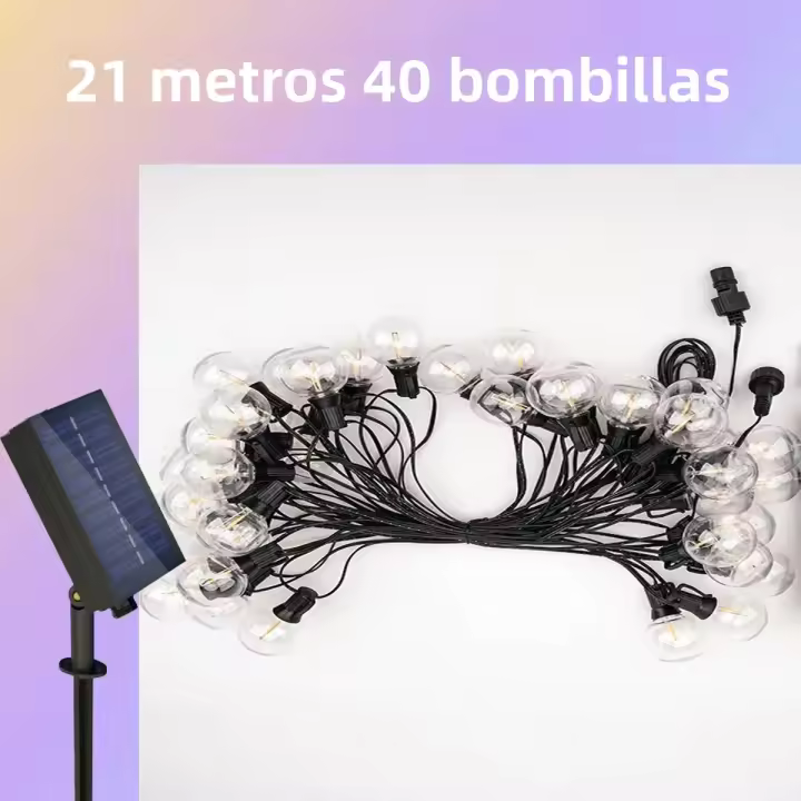Luces De Cadena Solar LED G40 40LEDs Impermeables Para Jardín Habitación Bodas Y Decoración De Árboles Festivos - 1