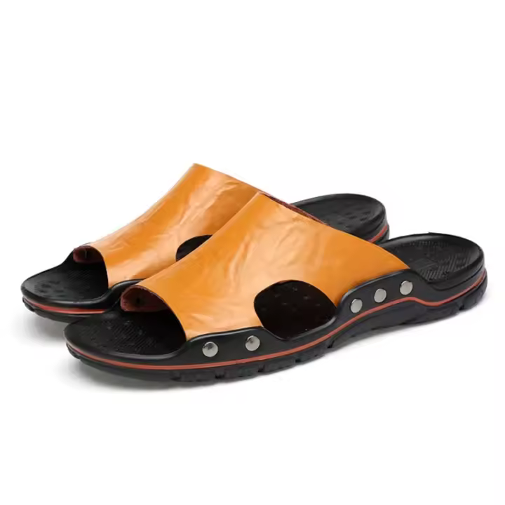 YRZL Sandalias Para Hombre De Cuero PU Clásicas Verano Zapatillas Suaves Talla Grande EVA Ligera Zapatillas Para Interior - 1