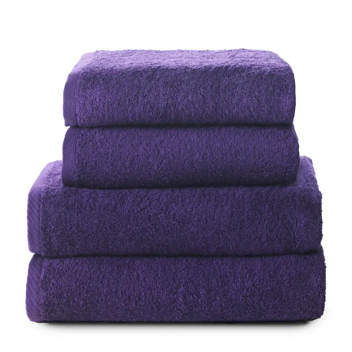 QUALITY TOWELS. Pack TOALLAS color MORADO. Fabricadas en algodón cardado de 420 grs/m2. Packs de diferentes tamaños. Muy suaves y absorbentes. - 1