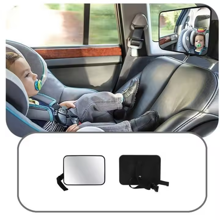 BIT EAFC-Espejo Ancho ajustable para asiento trasero de coche, Monitor cuadrado de seguridad para Bebé y Niño, Interior de coche - 1
