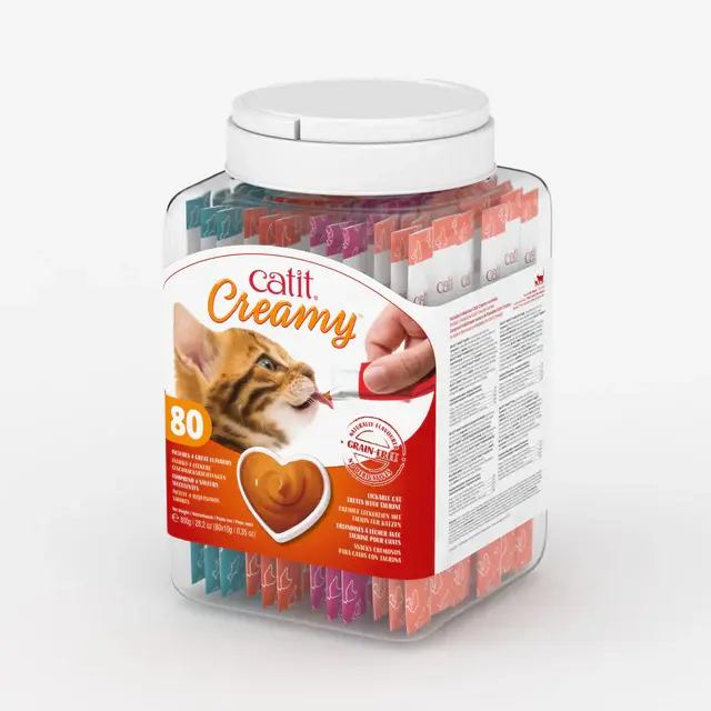 Catit Creamy Snacks Para Gatos - Bote de 80 Tubos x 10 g - 1