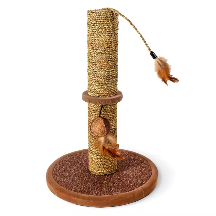 Nobleza – Poste rascador para gatos de sisal con juguete. Pequeño, Color Marrón, 30 * 30 * 44 cm - 1