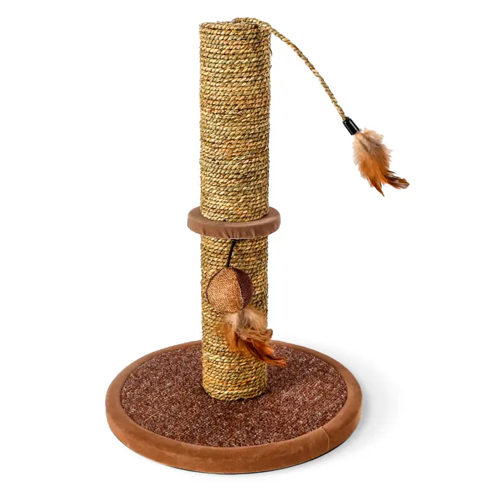 Nobleza – Poste rascador para gatos de sisal con juguete. Pequeño, Color Marrón, 30 * 30 * 44 cm - 1