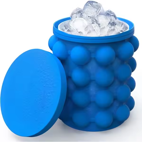 Molde del cubo de hielo, cubo grande del silicón, (2 en 1) fabricante del cubo de hielo - 1
