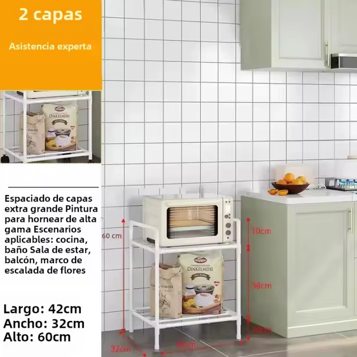 Estante De Cocina Multicuero Con Multiple Niveles Estante De Piso Para Microondas Estufa Organizador De Armario Estante De Isla De Cocina - 1