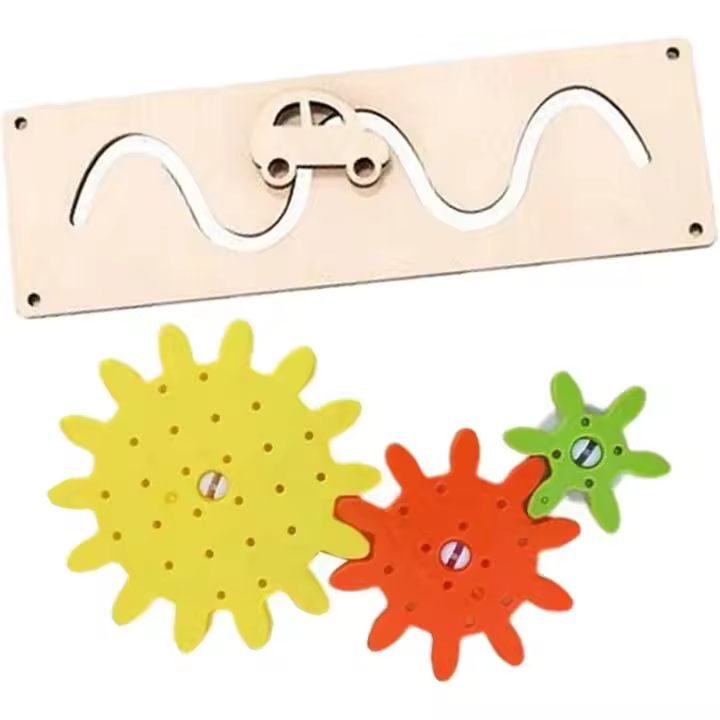 2 piezas de tablero de actividades DIY con engranajes para coche, juguetes educativos para niños, aprendizaje temprano - 1
