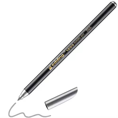 edding 1200 rotulador de color metalico - plata - x1 - punta redondeada 1-3 mm - para escribir, dibujar y esbozar - libros de visitas, fabricaciÃ³n de tarjetas, artesanÃ­as de bricolaje y scrapbooking - 1