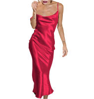 Vestido De Seda Con Sección Cruzada De Color Sólido Para Mujer Vestido De Caudal Con Punta De Sirena De Verano Ajustado Y Sexy - details 5