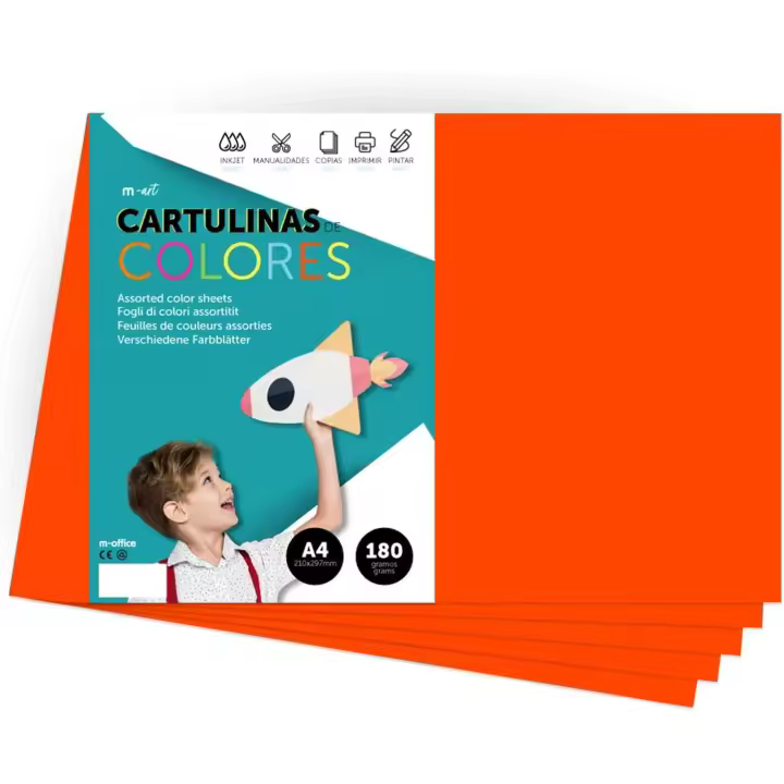 Cartulina Gris , Cartulina Grande 50x65cm Colores Claros e Intensos, Cartulinas Colores 180gr para Manualidades, Diseños Creativos y Proyectos de Arte · m-office - 1
