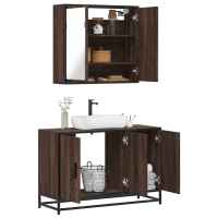 vidaXL Set de muebles de baño 2 pzas madera contrachapada en color Gris sonoma/Roble Sonoma/Marrón roble y más | almacenamiento funcional diseño moderno para baño dormitorio sala - details 2