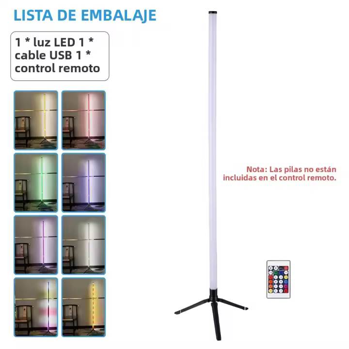 Lámpara De Piso RGB Cambio De Color Y Dimmer Estilo Scandinavo Iluminación Ambiente Para Dormitorio Luz Suave Auto-contenida LED - 1