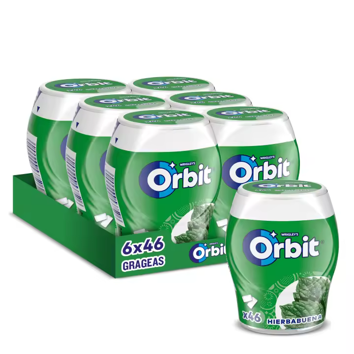 Orbit Botes Chicles Sin Azúcar de Hierbabuena en grageas, 6x46 uds - 1