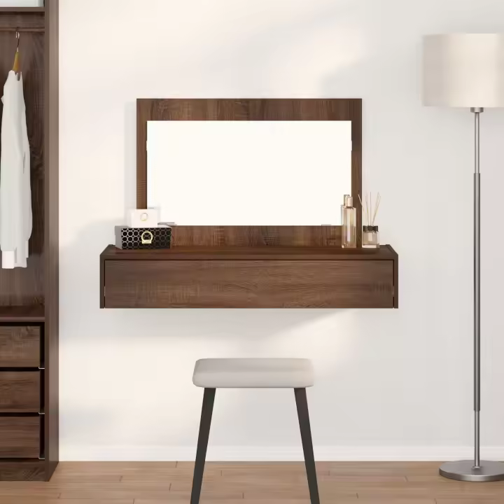 Mesa de tocador colgante vidaXL Marrón Roble 100x40x70 cm - 1