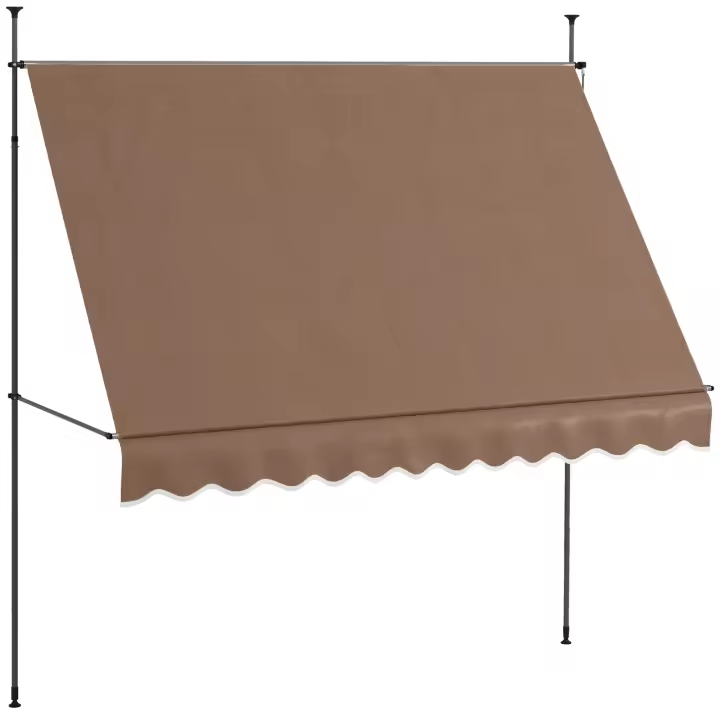 Outsunny Toldo Manual Retráctil 3x1,2 m Toldo Exterior Terraza Enrollable Altura Ajustable con Manivela 210-300 cm Sin Taladro Protección UV30+ para Balcón Jardín - 1