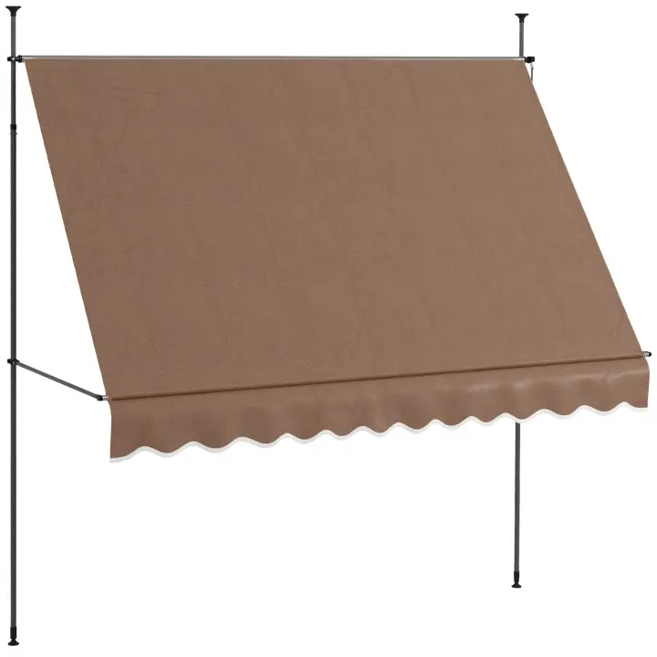 Outsunny Toldo Manual Retráctil 3x1,2 m Toldo Exterior Terraza Enrollable Altura Ajustable con Manivela 210-300 cm Sin Taladro Protección UV30+ para Balcón Jardín - 1