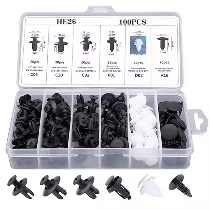 Kit De 100 Piezas De Clip De Automóvil Mixed Retenedor De Bumper Puerta Panel De Trimmado Plástico Accesorios De Coche - 1