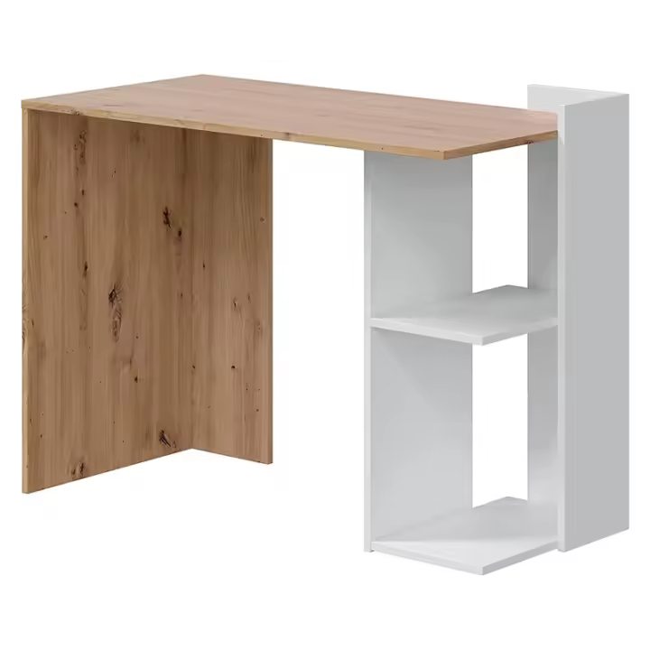 CAMA EXPRESS Mesa escritorio con estantes en color roble nodi y blanco artik - 1