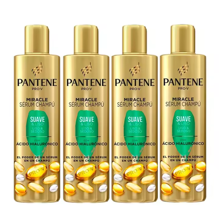 Pantene | Pack Miracle Sérum Champú  Suave & Liso, 900ml,  Nutri Pro-V para cabello encrespado y rebelde, 4x225ml - 1