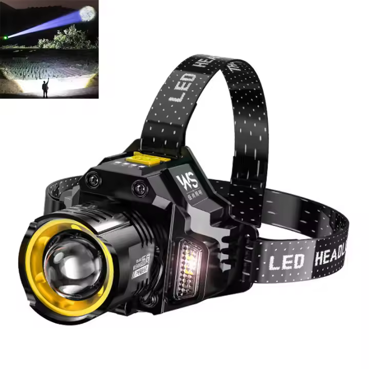 Linterna Frontal LED Recargable Con Zoom Telescópico Y Luz De Trabajo Impermeable De Alta Luminosidad Para Exteriores - 1