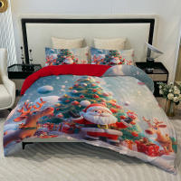Set De Edredón Y Fundas De Almohada De Navidad Kawaii Con Dibujos De Ciervo Y Viejo 3 Piezas Funda De Edredón Y 2 Fundas De Almohada 100% Poliéster 90gsm - details 7
