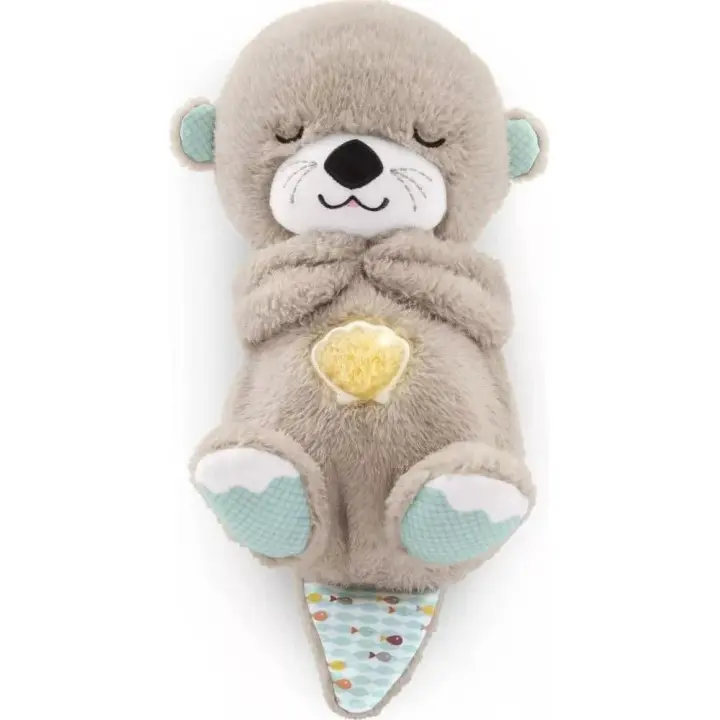 Máquina de sonido de Plush portátil para niños con música, Luces y movimiento de respiración para recién nacidos (0 + meses), color Gris - 1