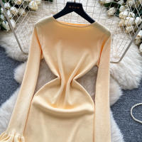 Nuevo Abrigo De Otoño Para Mujer Con Mangas Flare Y Cuello Redondo Dress De Patchwork Colorido Con Volantes Slim Mini Para Fiesta - details 12