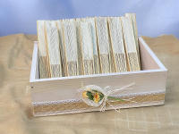 Lote de 40 abanicos de madera de bambú y papel en caja de madera decorada - regalos para invitados de boda, comuniones, bautizos, aniversarios, Detalles de boda y regalos de celebración para eventos - details 0