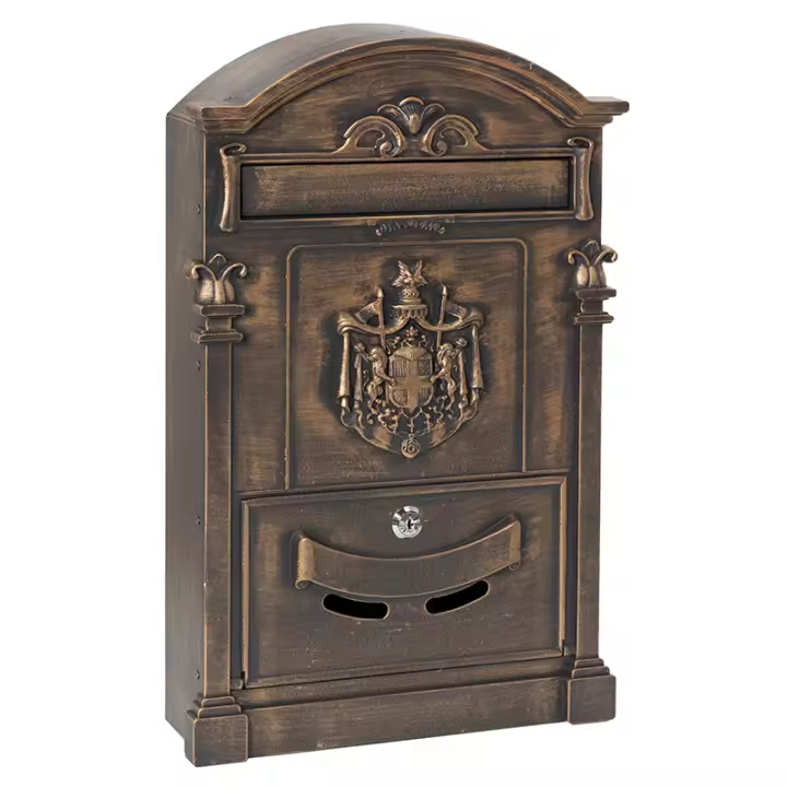 ARREGUI Residencia Maxi D-2152/B Buzón Exterior Vintage de Aluminio Tamaño L (Revistas y Sobres C4) | Buzón de Pared Grande | Buzón de Correo de Gran Capacidad | Estilo Clásico | Bronce - 1