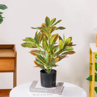 Arbol De Ficus Artificial Tropical Banyan Rama De Planta Falsa Codiaeum Hojas Verdes De Plástico Para Decoración De Jardín Y Hogar Tamaño 24-41cm - details 1