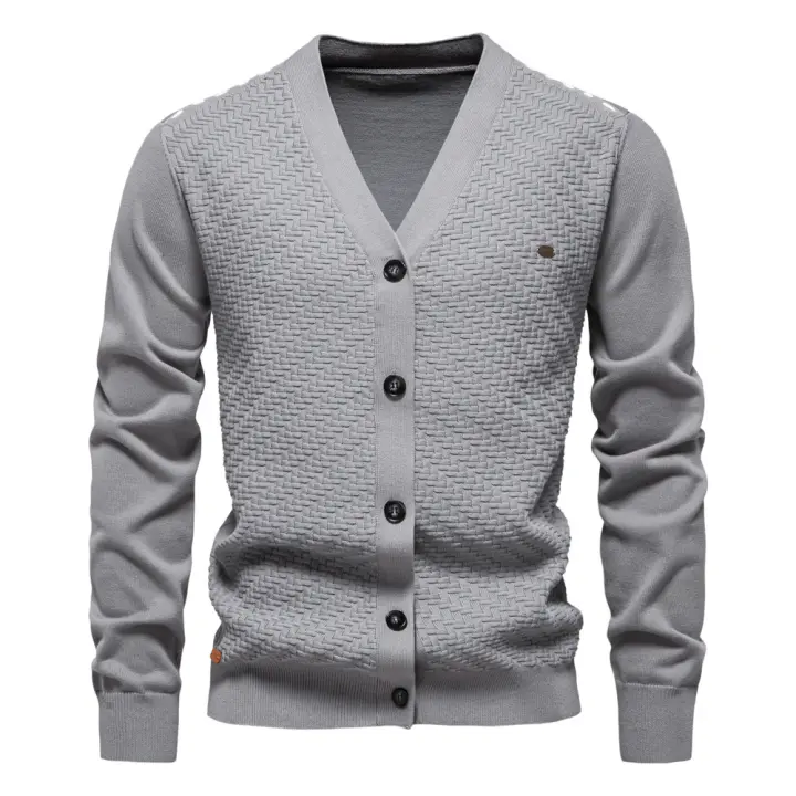 2024 Nuevo Invierno y Nuevo Invierno chaqueta suéter with Cuello en V para helbres cárdigan de tamaño - 1