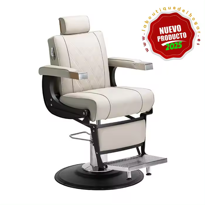 Sillón Barbero hidráulico reclinable y giratorio con reposabrazos Modelo Fold Gris - 1