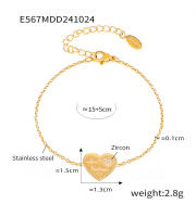 Encanto Joyas personalizadas para bodas, casamientos y festividades, cartas de amor con incrustaciones de circonitas, pulseras artesanales de acero inoxidable con temperamento chapado en oro real de 18 quilates, joyas que conservan el color. - details 5