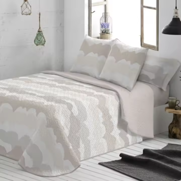 Burrito Blanco - Colcha Bouti Diseño 137 Arena - Verano - Reversible - Cama 90/135/150/180 - 1