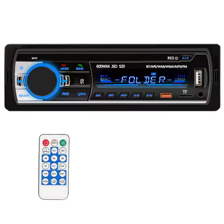 HIPPBQCC Radio De Coche 1 Din Estéreo Multimedia Bluetooth MP3 Player Digital FM ISO Con Entrada Auxiliar Y USB Autoradio Universal - 1